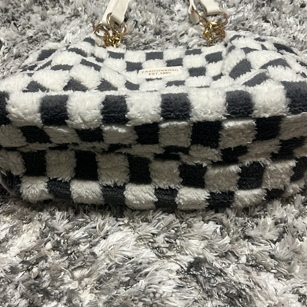 Fashion Bug Black and White Checkered Women's Bag - Picture 6 of 10